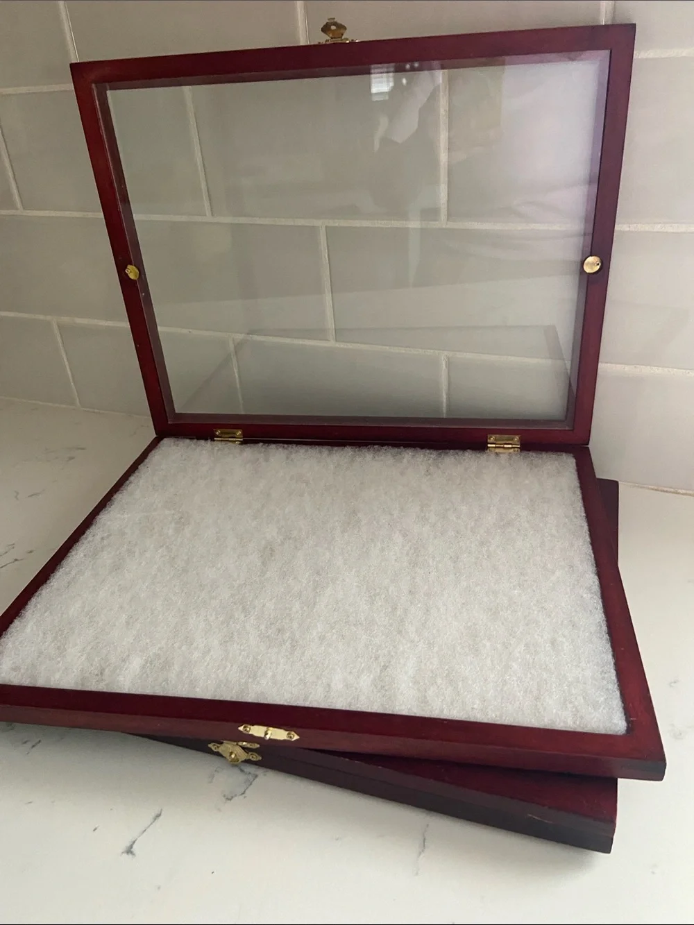 Wood Glass Top Display Case Shadow Box Jewelry Keepsake Display